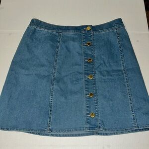 C Wonder HSN brand Denim Mini Skirt Size 10 Women A-Line Button Up Front Fall